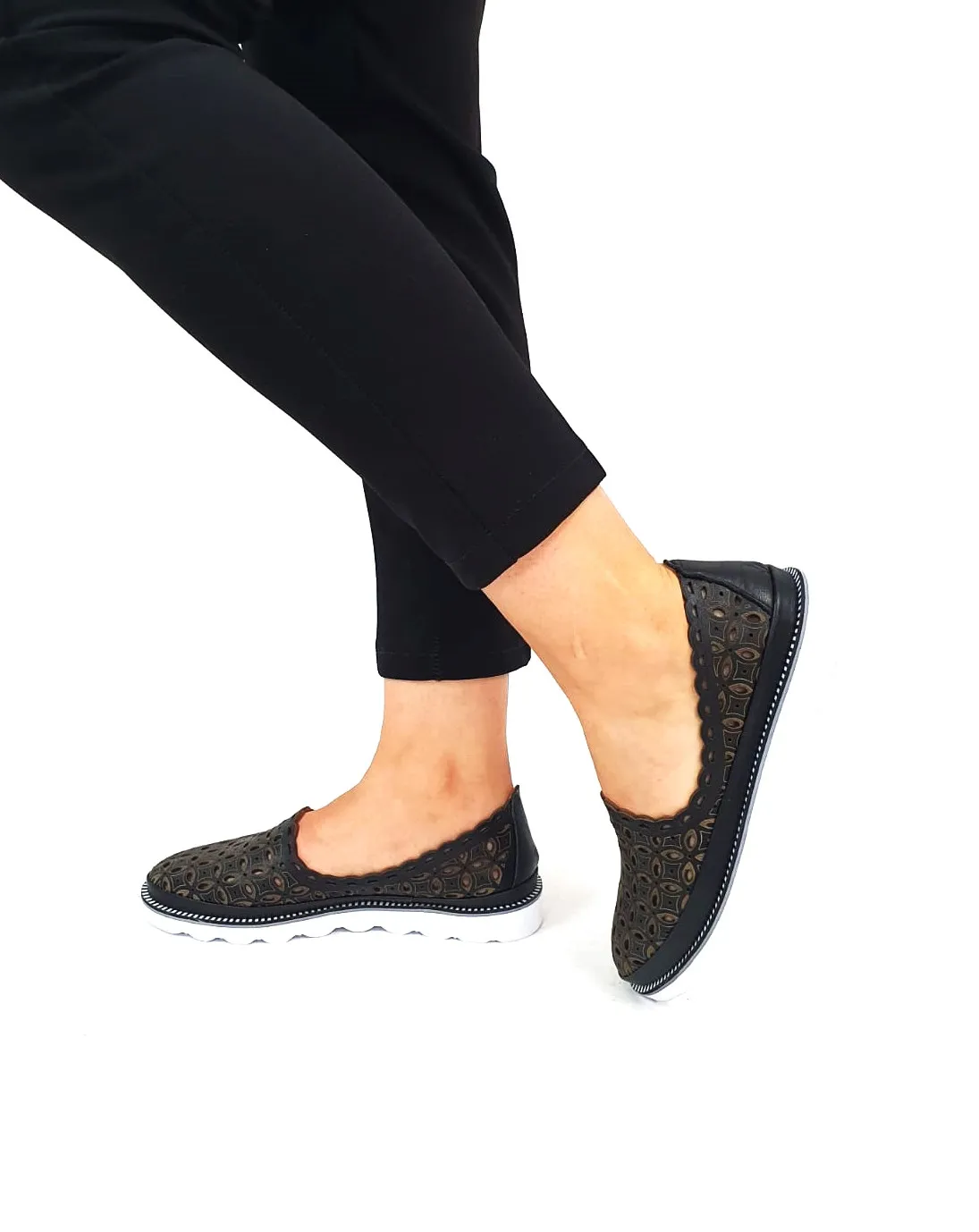 Catinca Shoes 972 N pantofi dama perforati piele negru