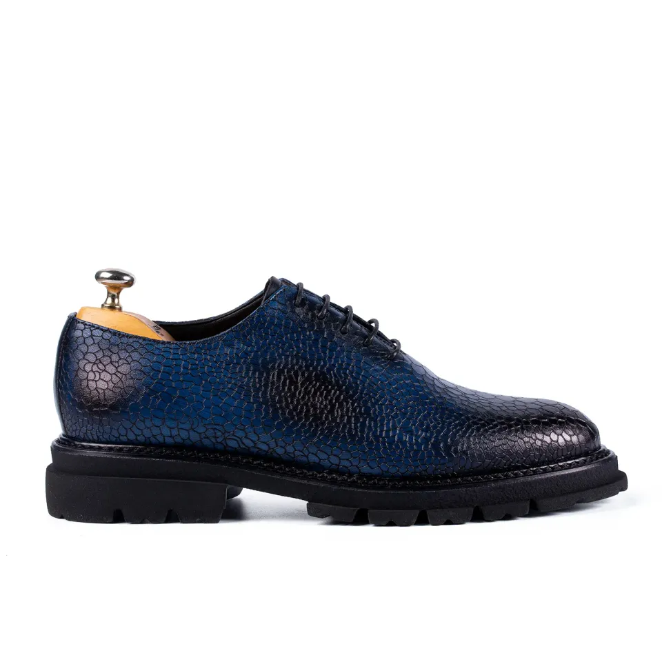 Lucas Shoes 715 pantofi piele azzurro pictați manual