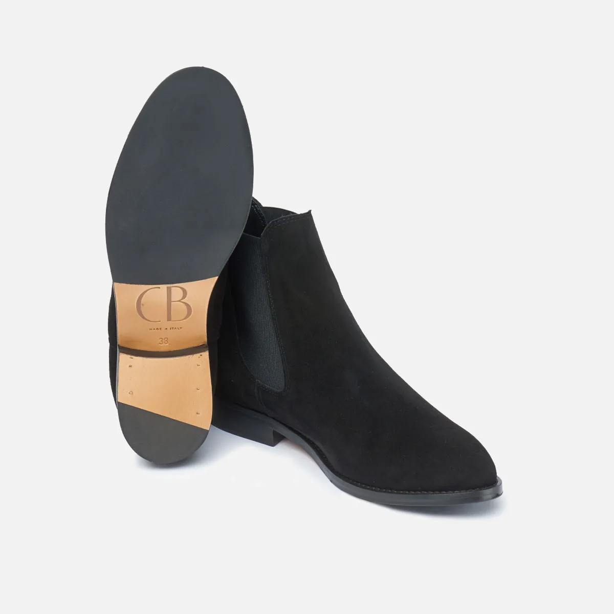 Cecilia Bringheli Sessanta Black Suede ghete chelsea negre