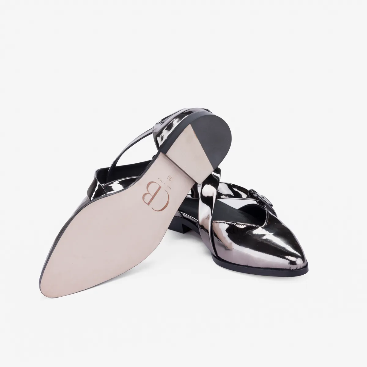 Cecilia Bringheli Croce Patent Silver sandale argintii lac
