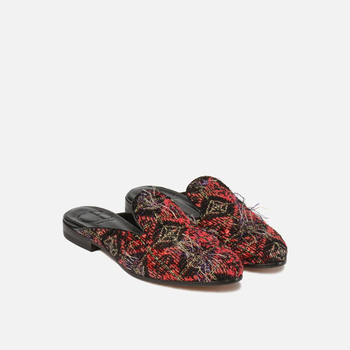 Cecilia Bringheli Ravello saboti multicolor textil cu franjuri