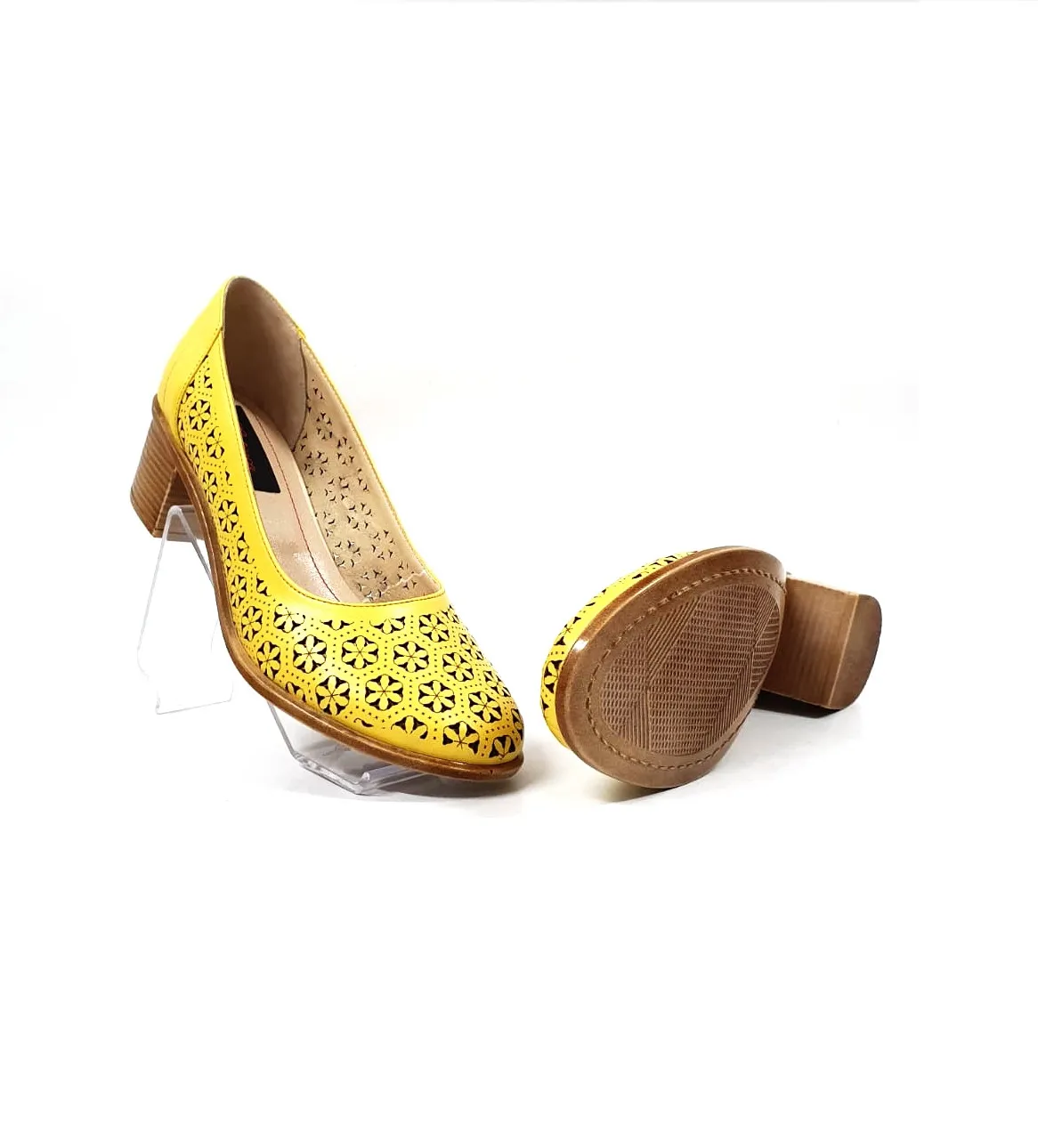 Catinca Shoes T15 GA pantofi damă perforați galben