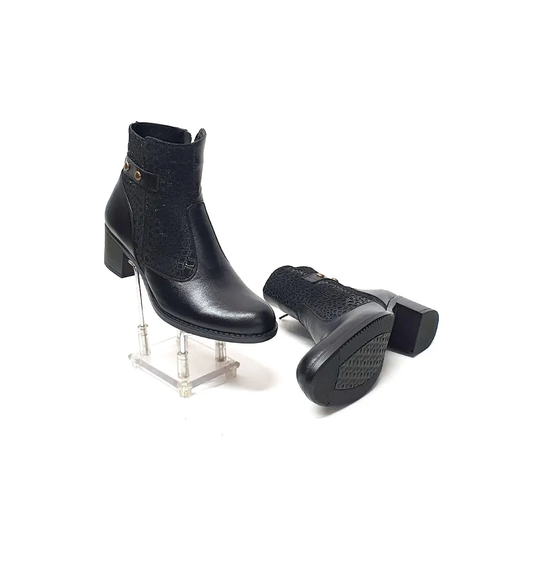 Catinca Shoes GX53 NBP ghete dama negre pietre piele