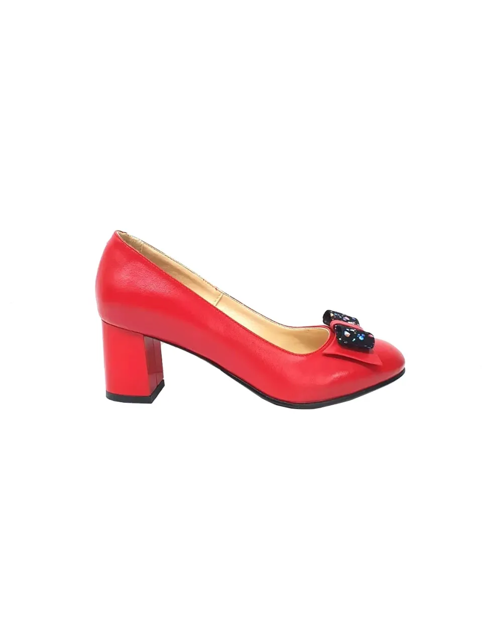 Catinca Shoes A14 RPC pantofi dama piele naturala rosu picatele