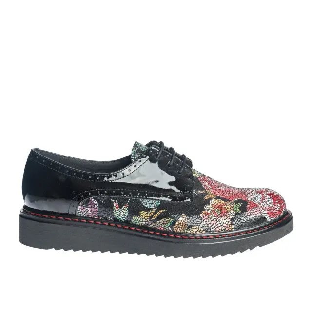 Catinca Shoes G10 NLMF pantofi dama piele negru lac flori