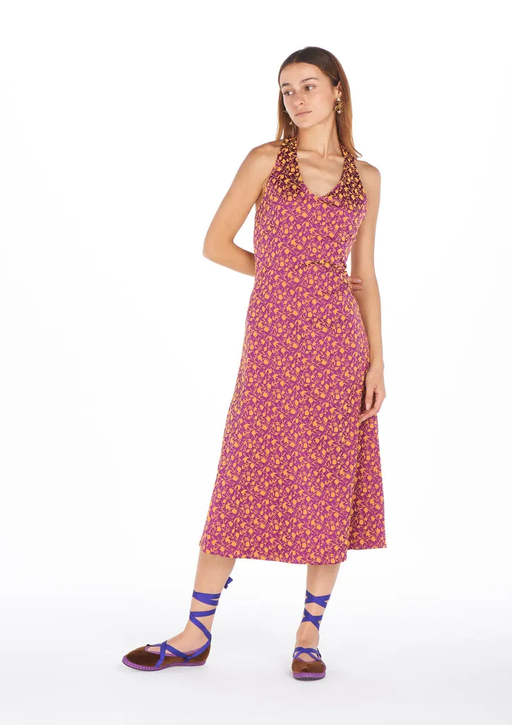 Flagelus Mushu rochie midi alba din matase
