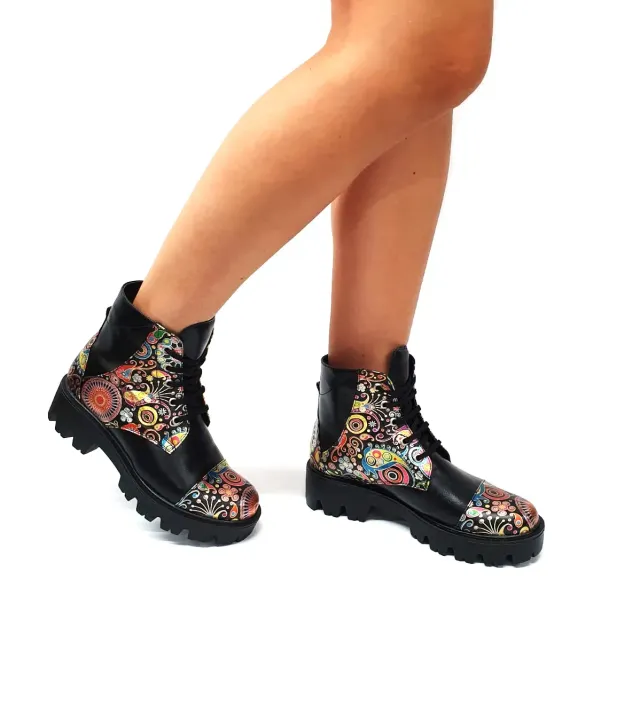 Catinca Shoes BC20 NBP bocanci dama piele naturala negru paun