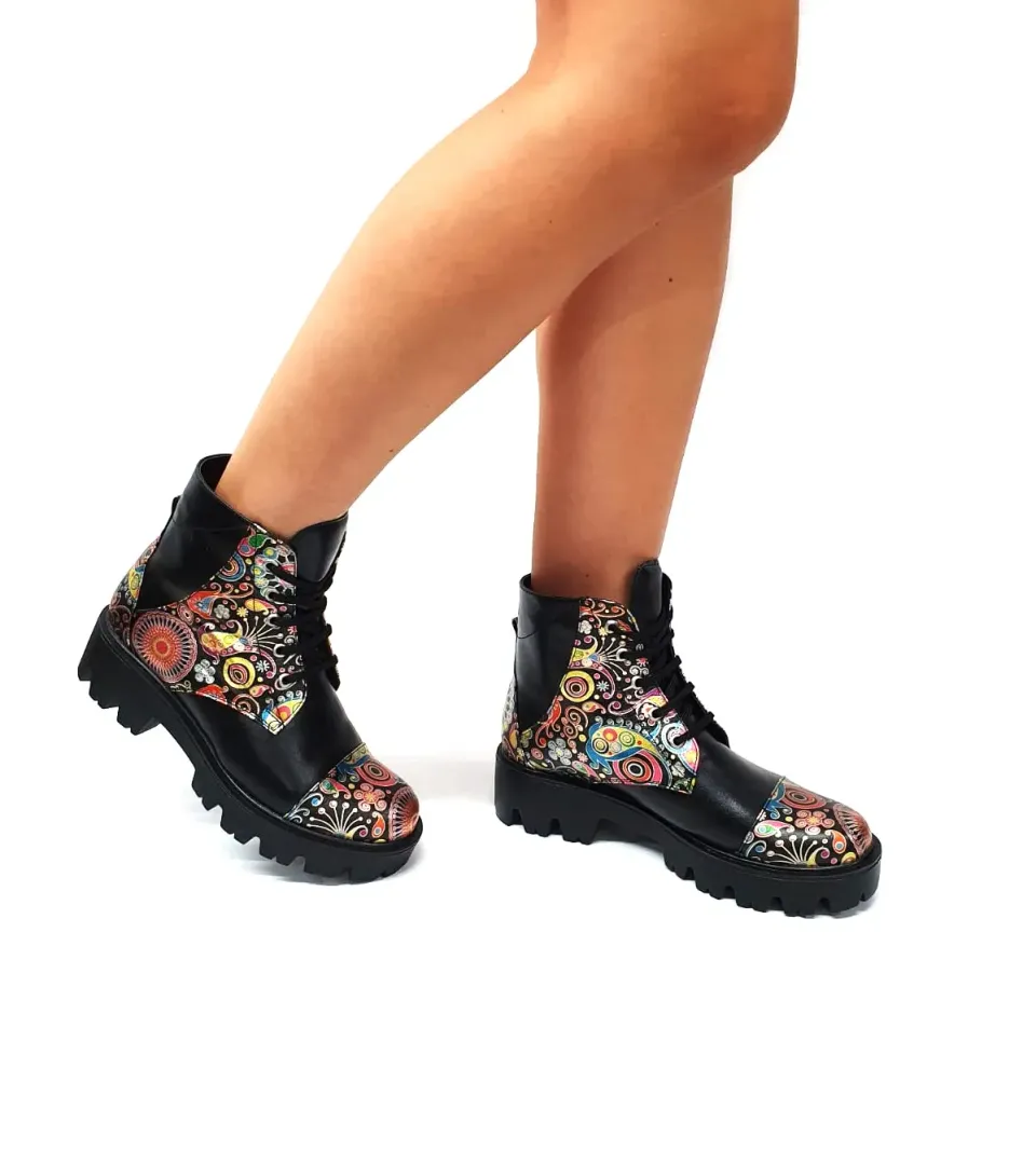 Catinca Shoes BC20 NBP bocanci dama piele naturala negru paun