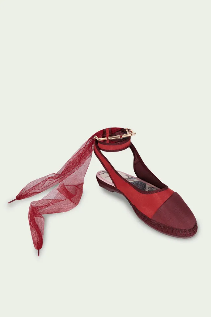 Flagelus Pierre Midnight Rouge pantofi slingback din matase
