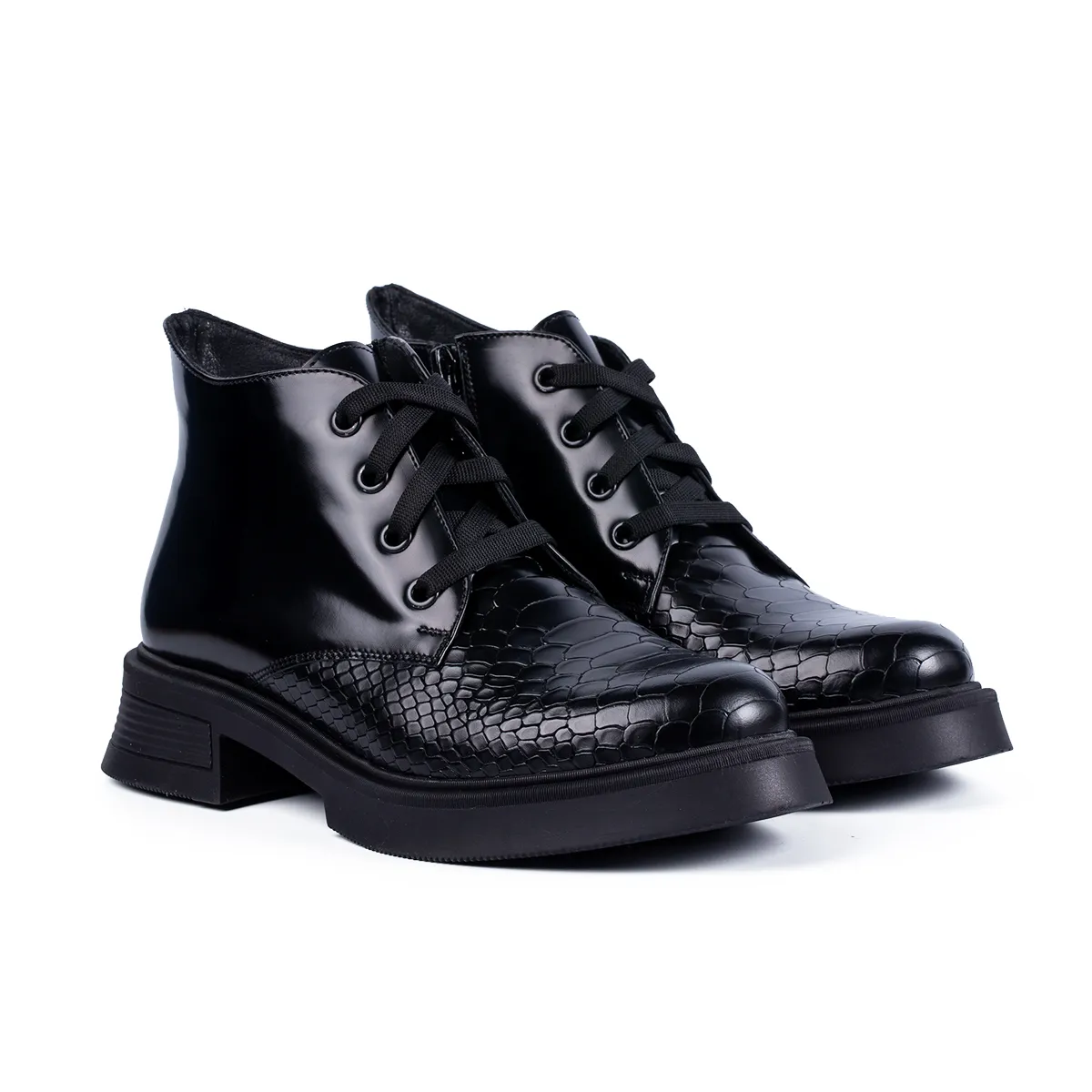 Lucas Shoes 412 ghete dama piele croco negru