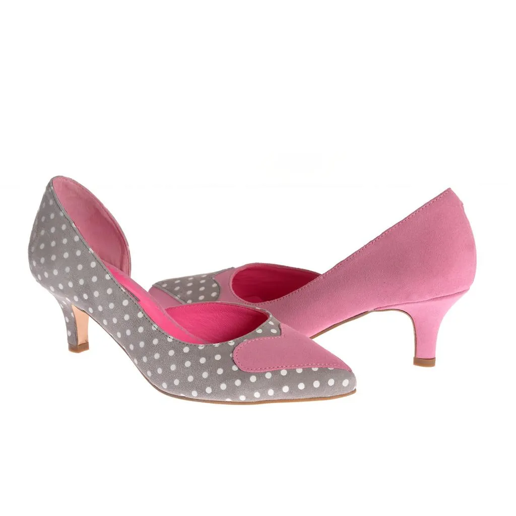 Ana Urbana Shoes Seattle pantofi roz-gri toc mic