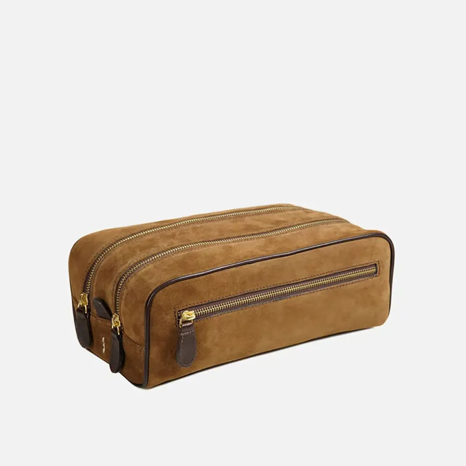 Cecilia Bringheli Laguna necessaire piele intoarsa tobacco