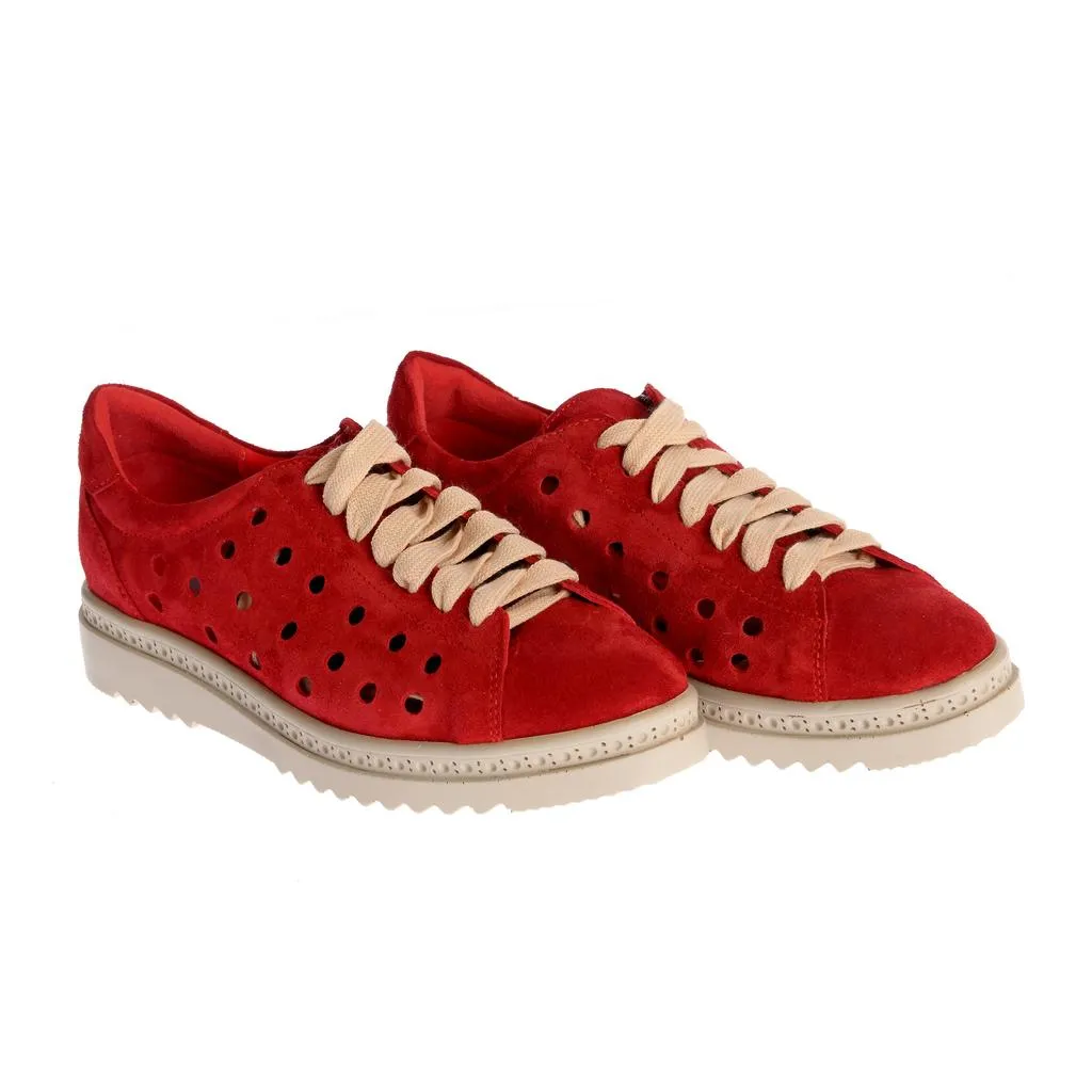 Ana Urbana Shoes Boston pantofi casual rosii piele intoarsa