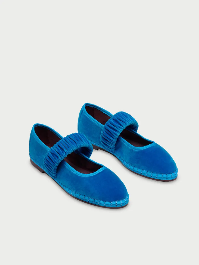 Flagelus Lady Mafalda Blue pantofi catifea albastri