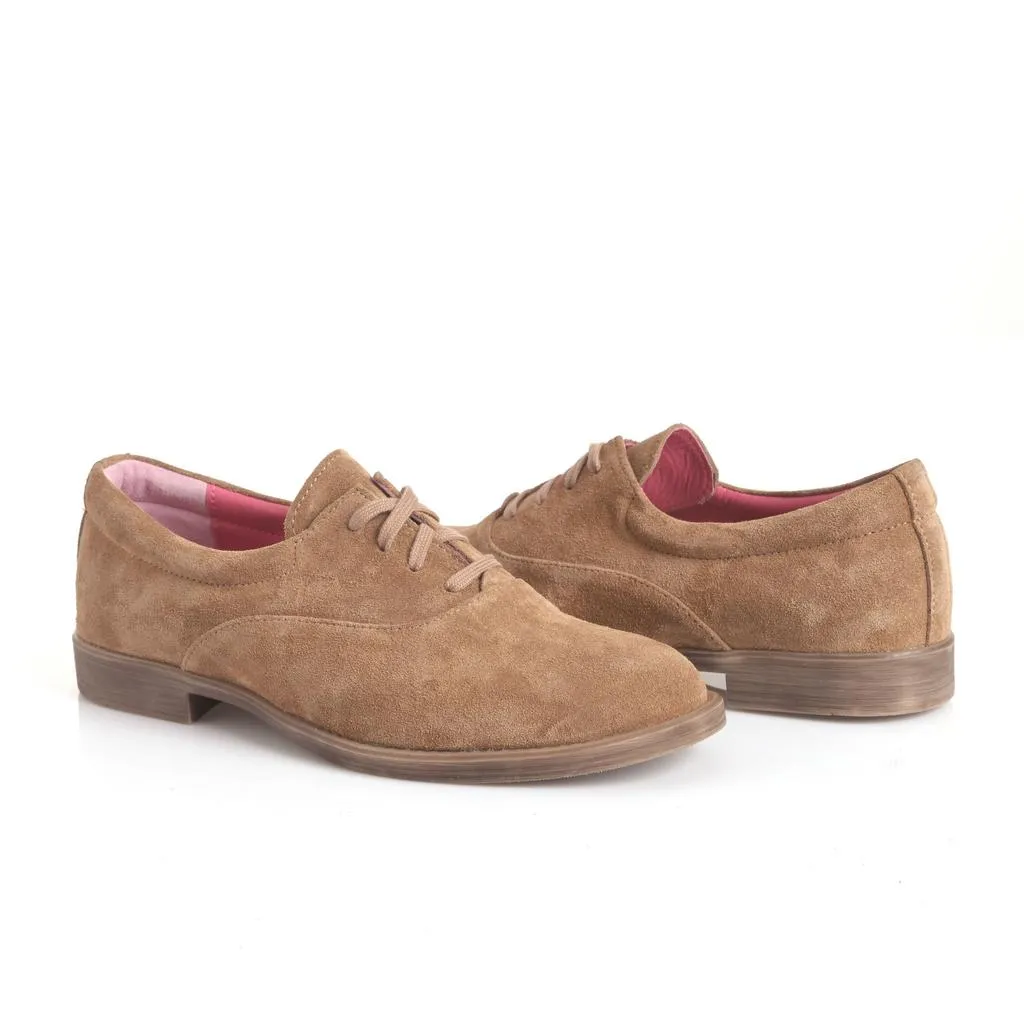 Ana Urbana Iulia pantofi maro-roz oxford piele intoarsa
