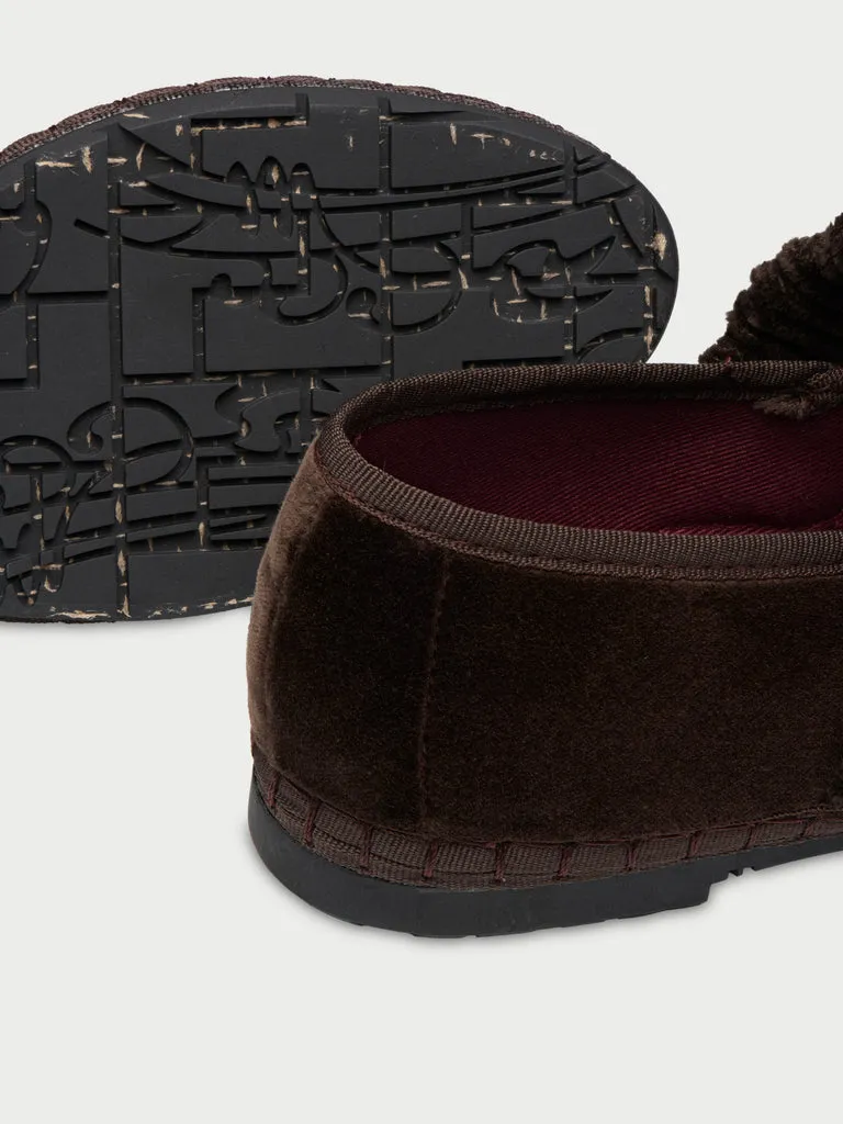 Flagelus Mafalda Truffle pantofi catifea maro siret