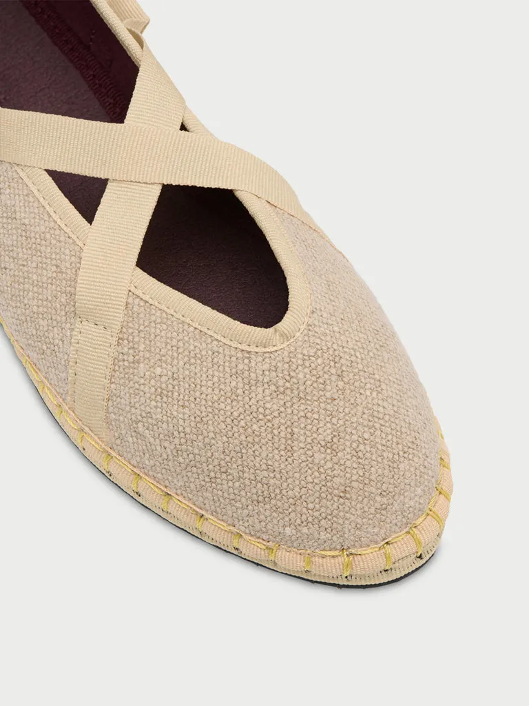 Flagelus Ribbon Linen Cream papuci bej