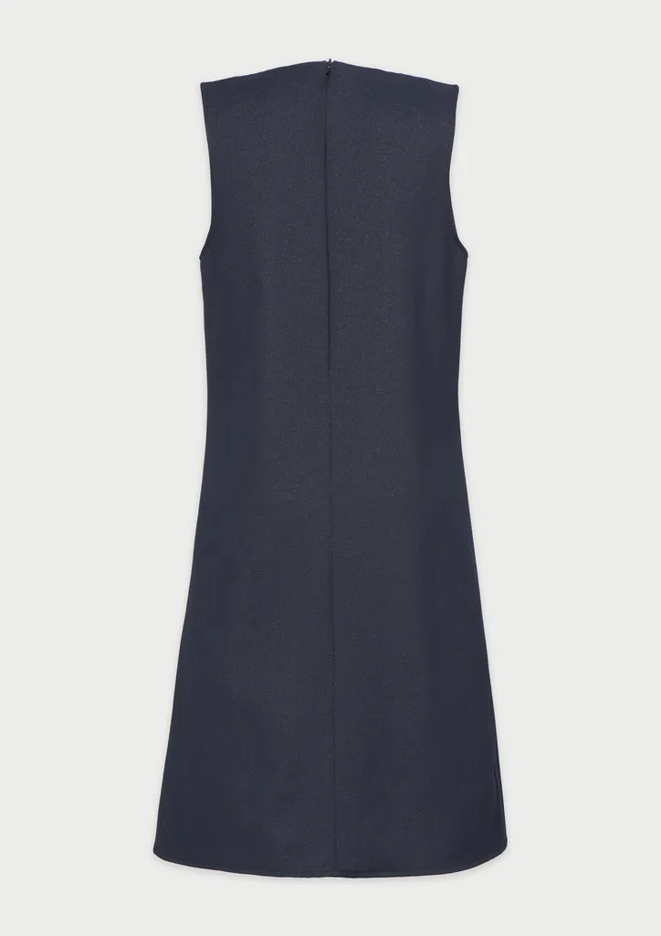 Flagelus Ginevra Dress rochie bleumarin lana