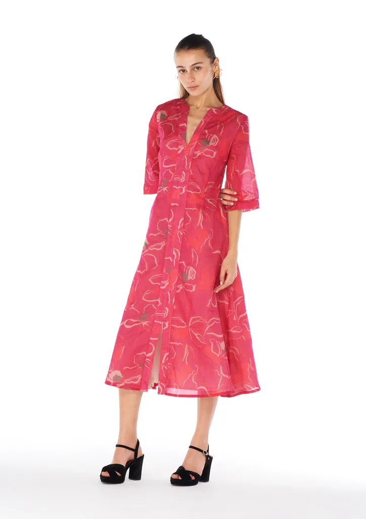 Flagelus Yao Pink Kaftan rochie lunga roz