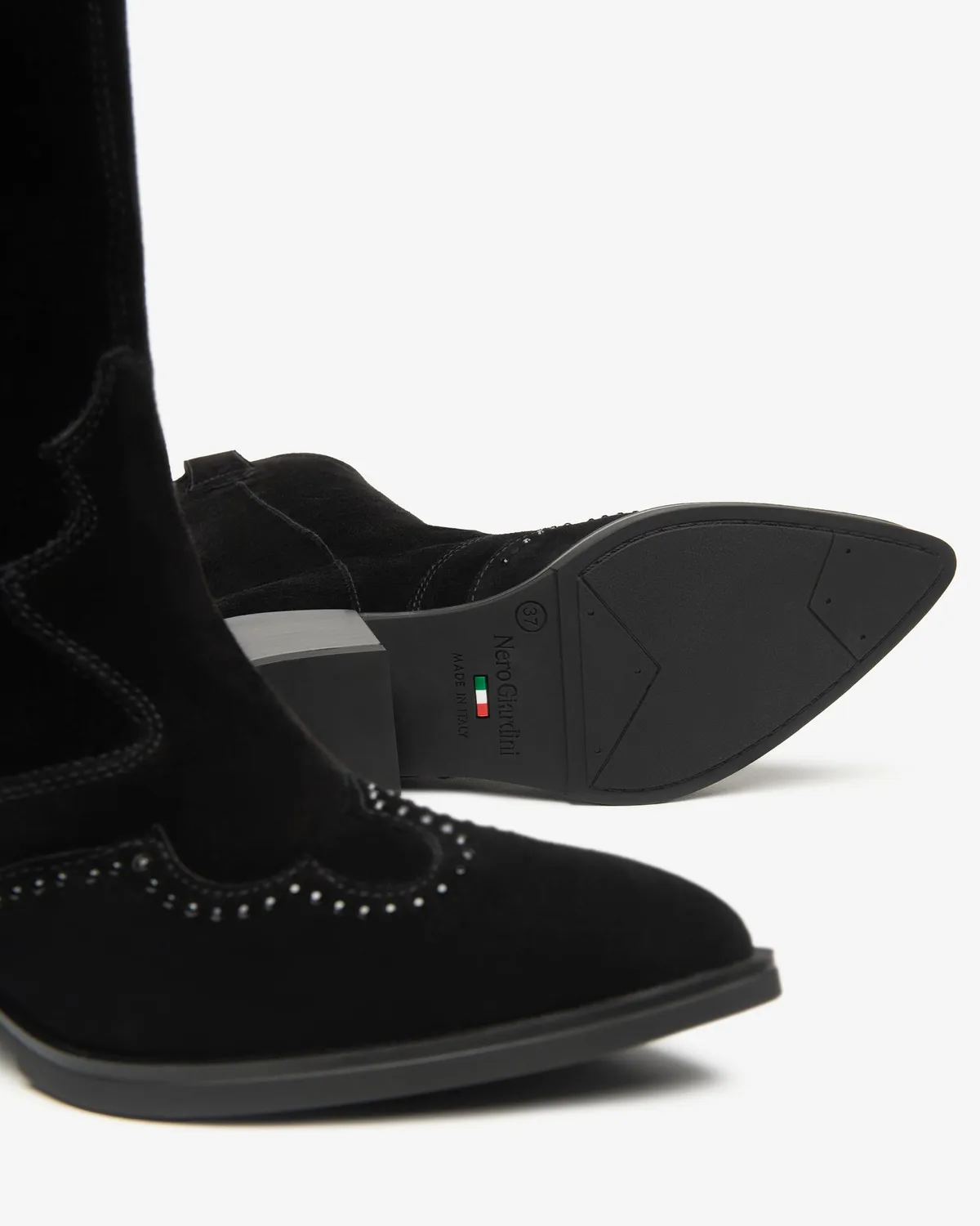 NeroGiardini cizme cowboy dama piele intoarsa western