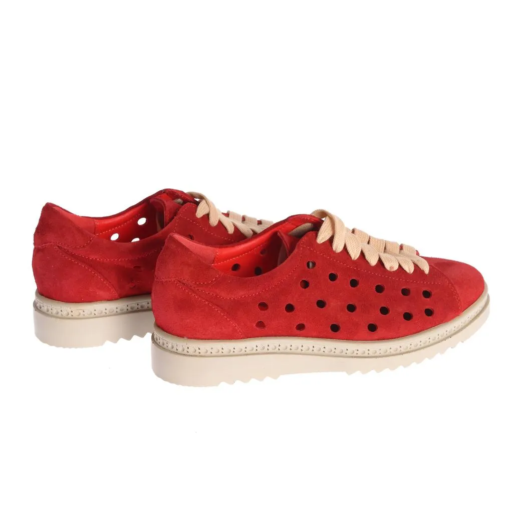 Ana Urbana Shoes Boston pantofi casual rosii piele intoarsa