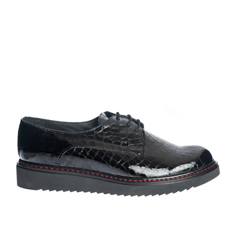 Catinca Shoes G33 NC pantofi damă negru croco piele