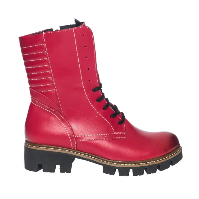Catinca Shoes BC15 RVN bocanci piele roșu negru