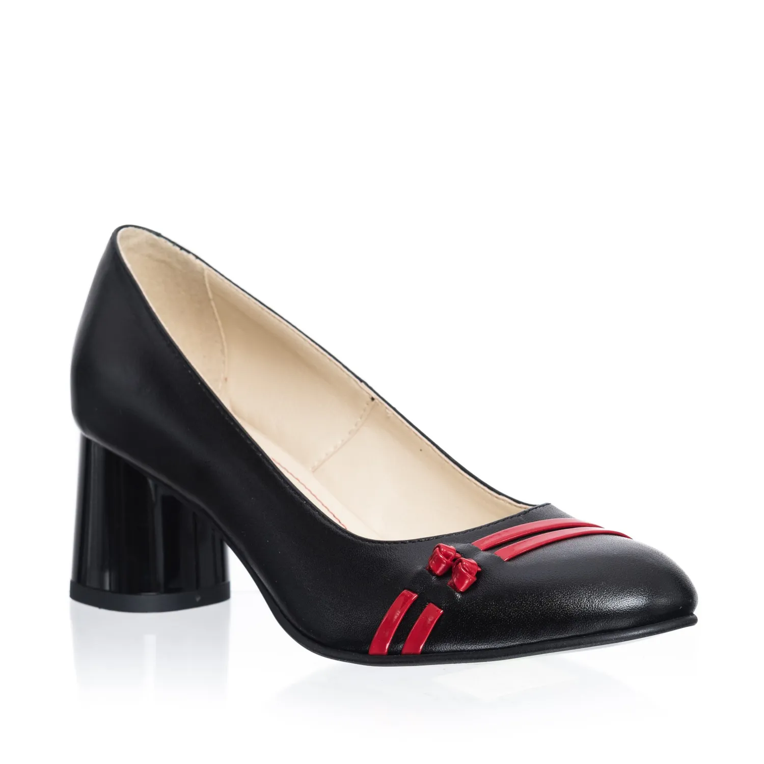 Catinca Shoes 55 NR pantofi dama negru rosu piele