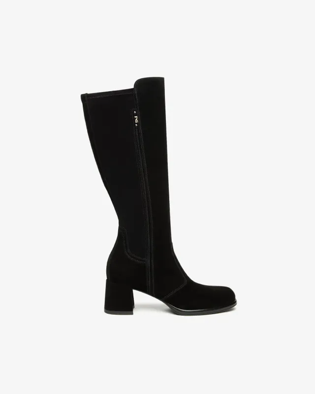 NeroGiardini cizme dama piele intoarsa cu textil