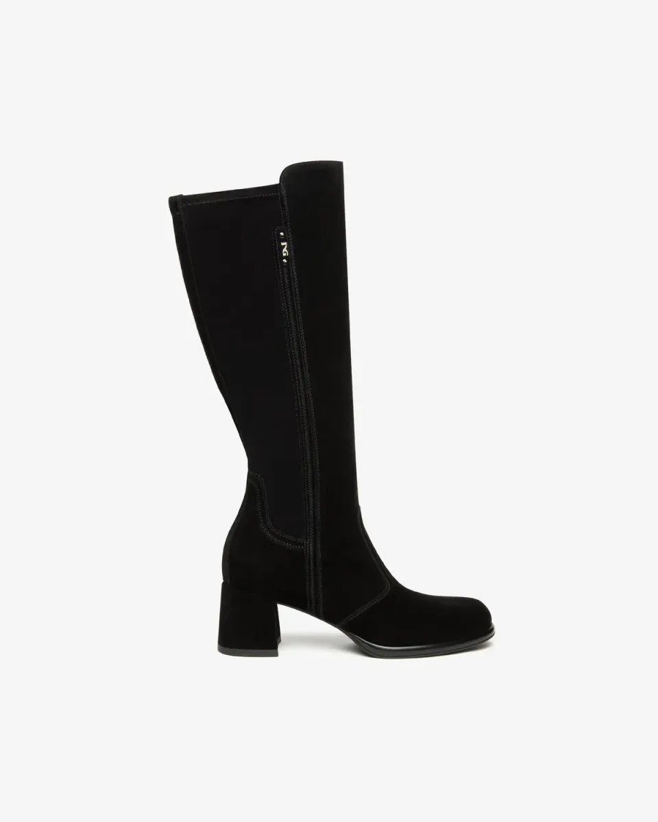 NeroGiardini cizme dama piele intoarsa cu textil