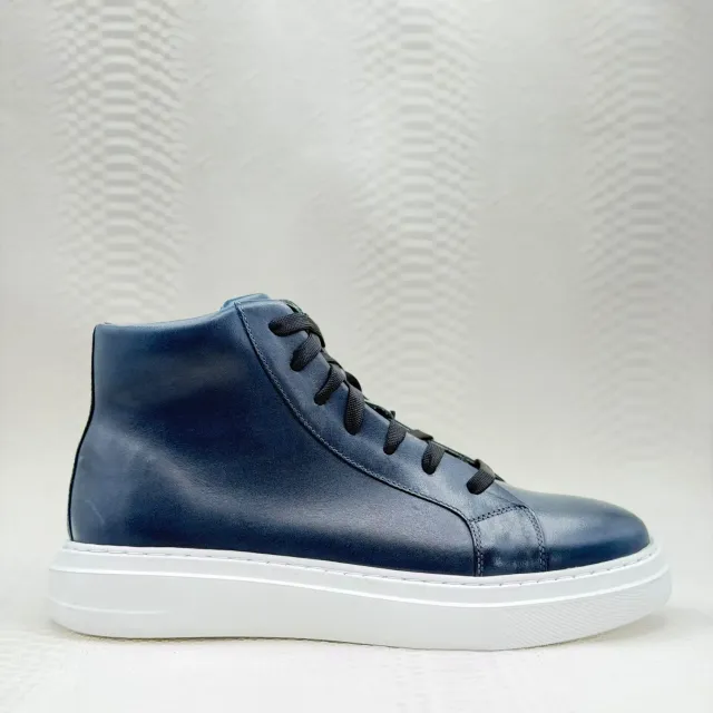 Lucas Shoes 855 A ghete barbati albastru piele naturala