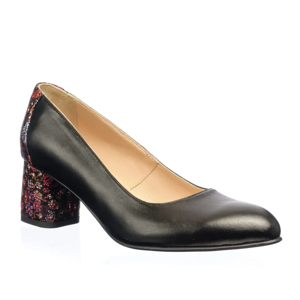 Catinca Shoes A4 NBF pantofi piele negru flori