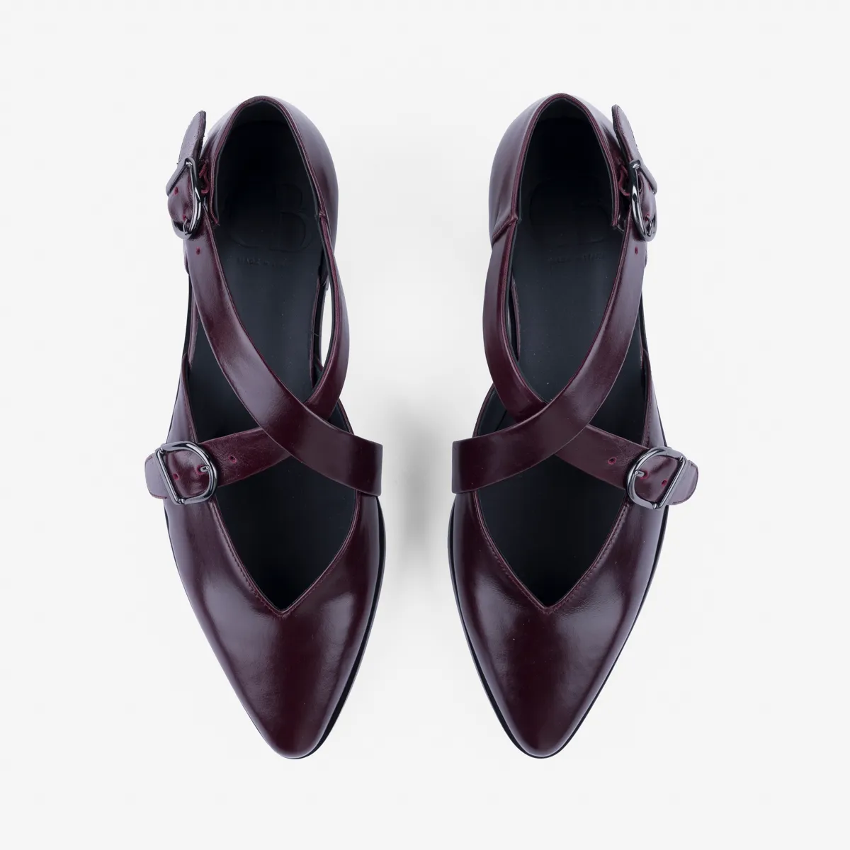 Cecilia Bringheli sandale dama piele bordo toc 2 cm