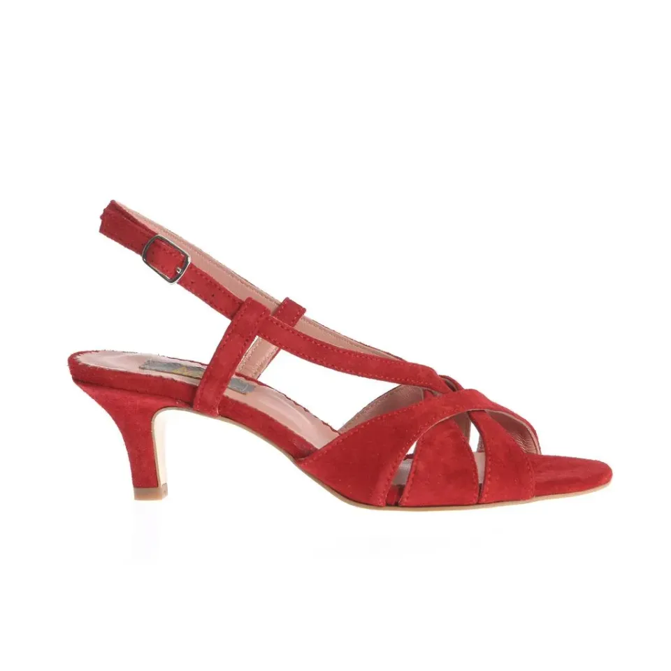 Ana Urbana Bronx sandale rosii piele toc mic