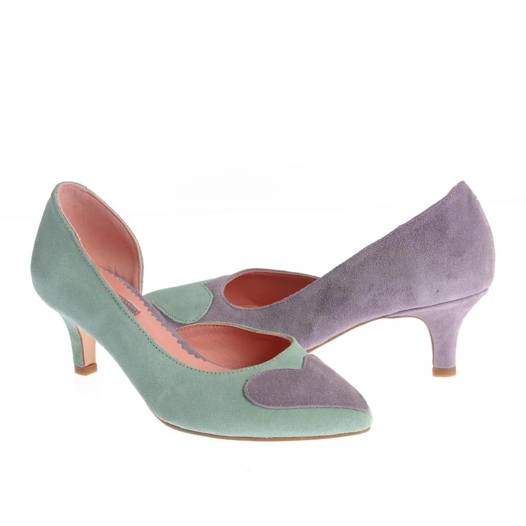 Ana Urbana Maria pantofi stiletto verde-mov piele intoarsa