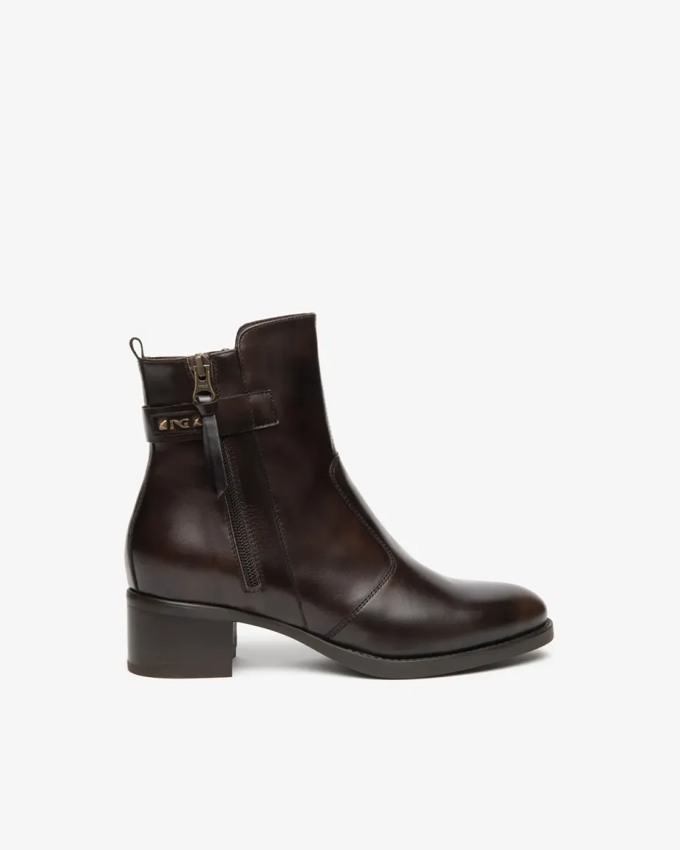 NeroGiardini ghete dama piele fermoar toc 4 cm