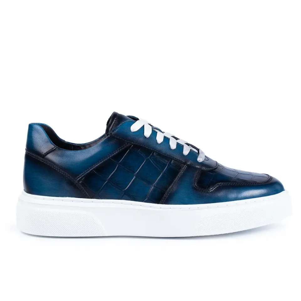 Lucas Shoes 003 sneakers azzuro piele naturală