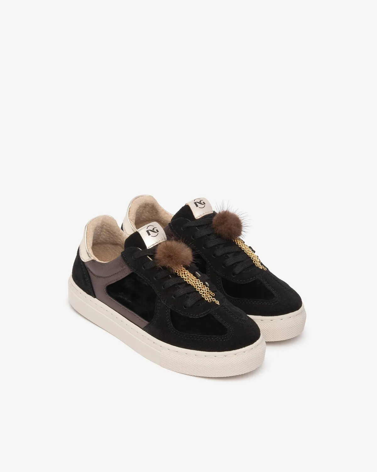 NeroGiardini adidasi fete piele naturala cu pom-pom 30-39