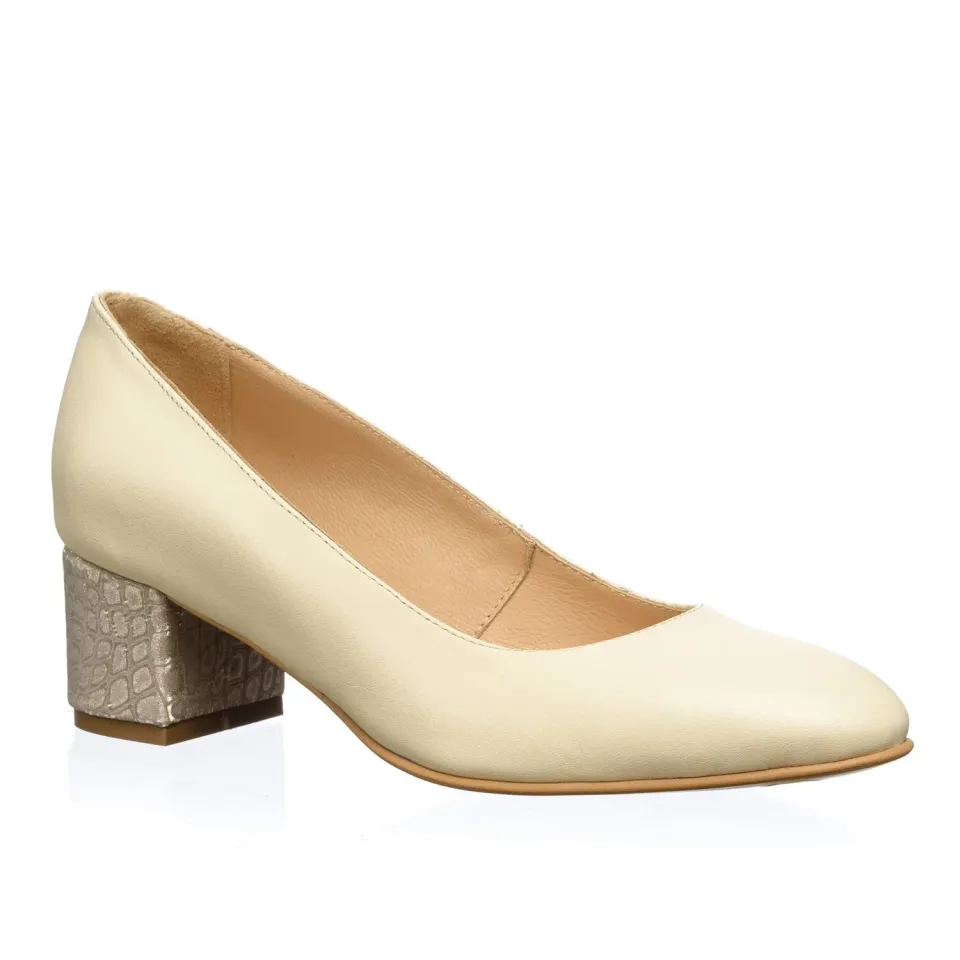 Catinca Shoes A6 BP pantofi dama bej toc pietricele piele