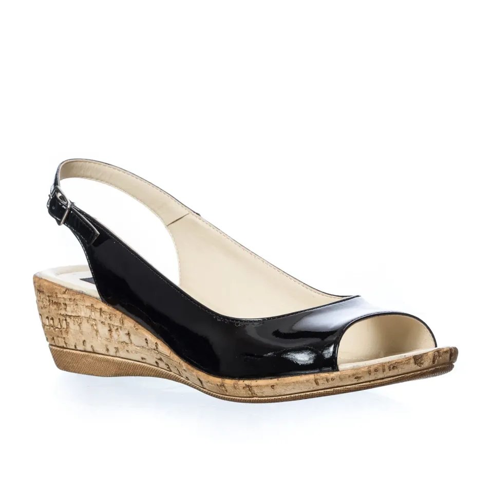 Catinca Shoes SP 29 NL sandale dama negru lac piele naturala