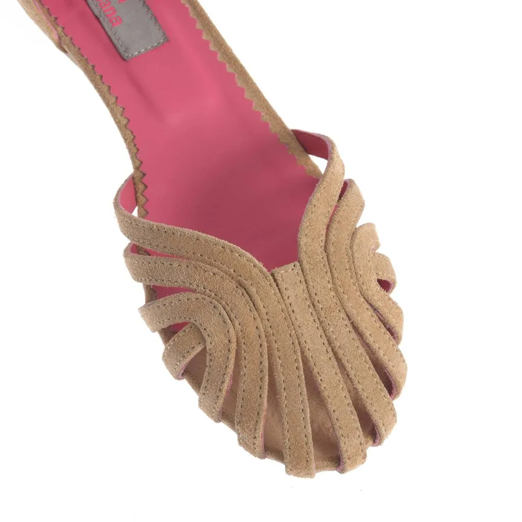 Ana Urbana Shoes Alexandra sandale bej-roz piele întoarsă