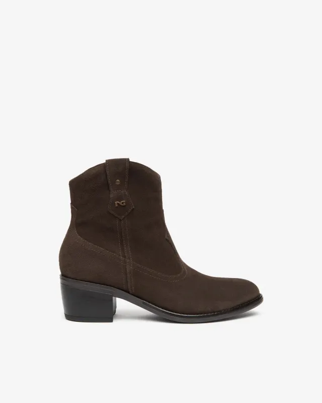NeroGiardini botine cowboy piele intoarsa dama toc western