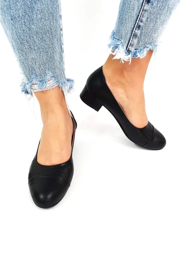 Catinca Shoes T11 N pantofi dama perforati negri