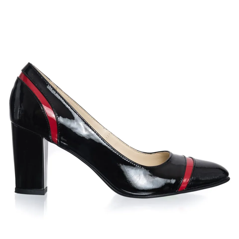 Catinca Shoes 2693 NLRL pantofi damă piele negru-roșu