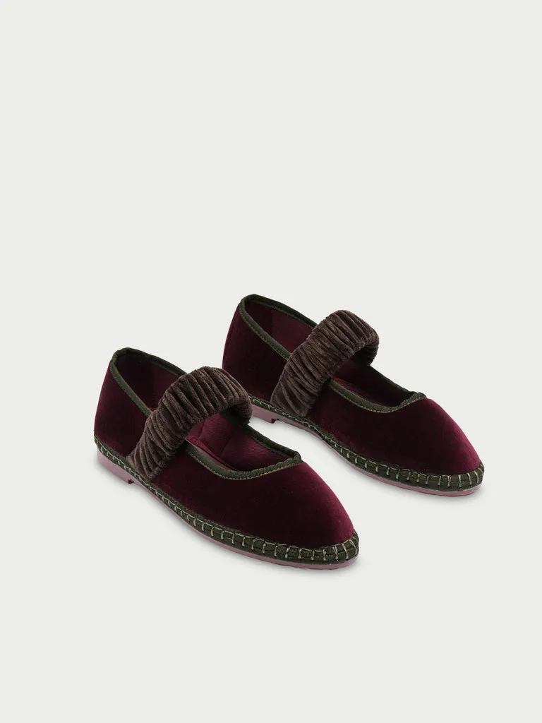 Flagelus Mafalda Triple Tone Tango Wine pantofi catifea