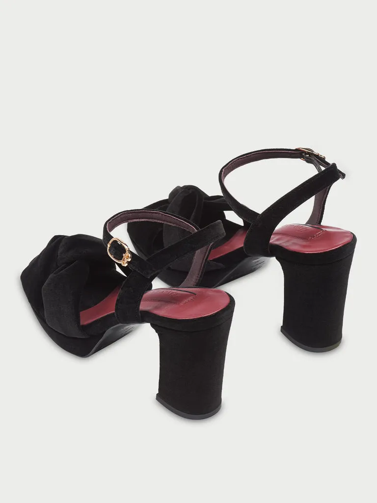 Flagelus Mushu Black sandale toc negru catifea