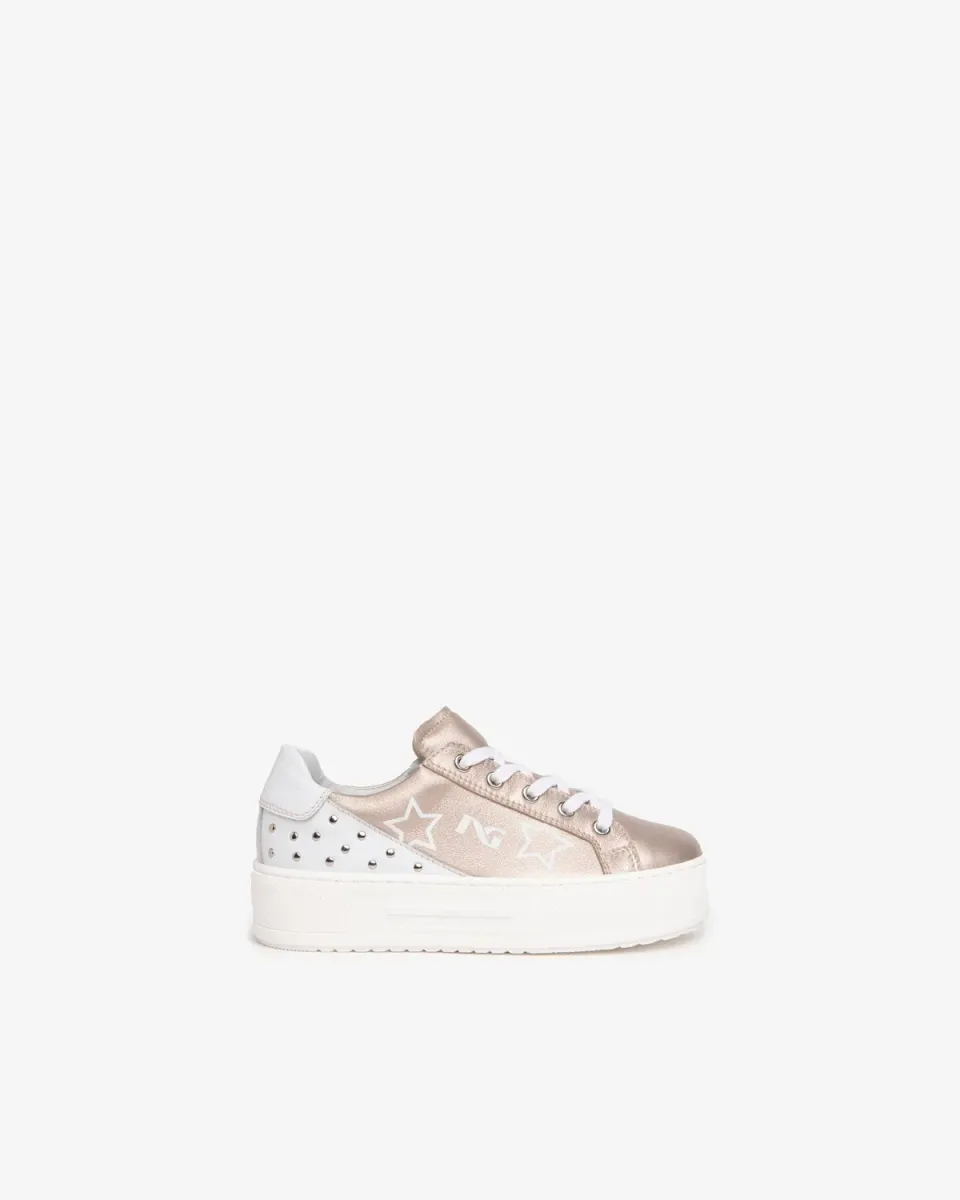 NeroGiardini sneakers fete piele cu tinte si fermoar