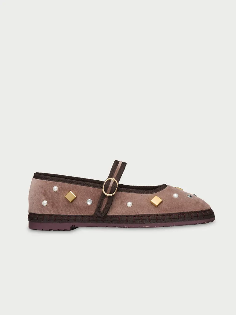Flagelus Pierre Mosaic Brown balerini velur maro