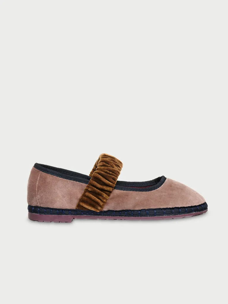 Flagelus Mafalda Triple Tone Tango Beige pantofi catifea