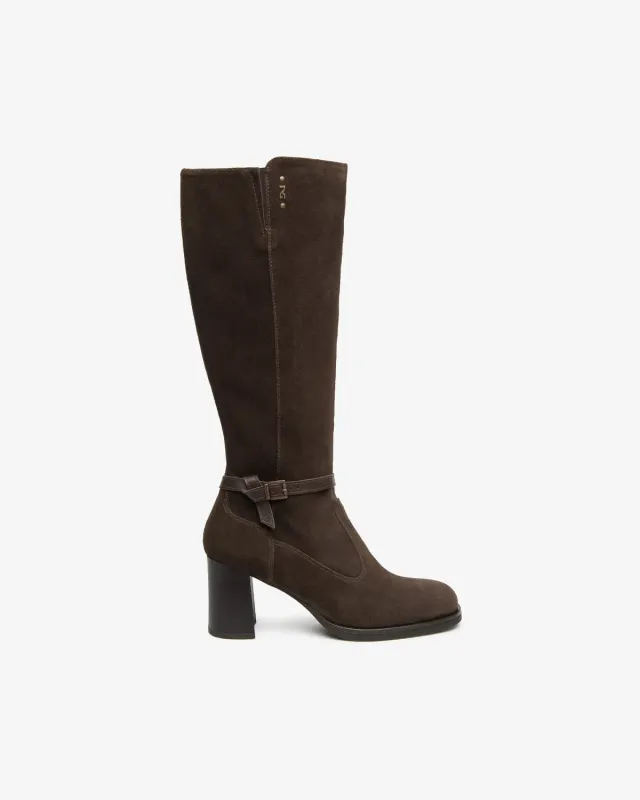 NeroGiardini Cizme piele damă toc bloc 75 mm piele întoarsă
